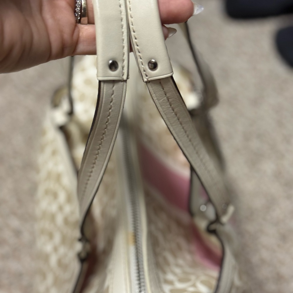 Coach Cream and Pink Satchel with Signature Design - Picture 7 of 9
